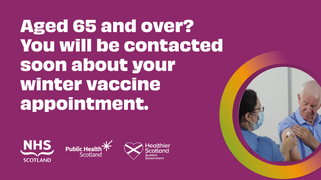 Aged 65 and over? You will be contacted soon about your winter vaccine appointment.