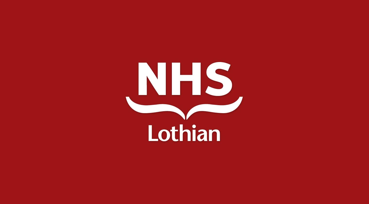 NHS Lothian logo on a red background